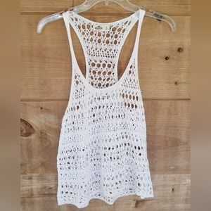 Hollister White Crochet Tank